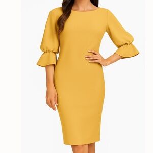 Calvin Klein - Bell & Bubble Sleeve Sheath Dress